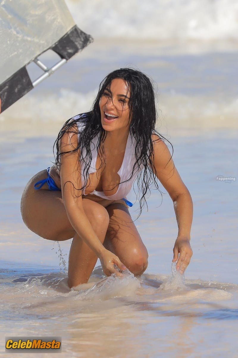 Kim Kardashian Sexy Flaunts Her Big Wet Boobs, Booty And Curves In A Hot Bikini During A Beach Photoshoot photo 2