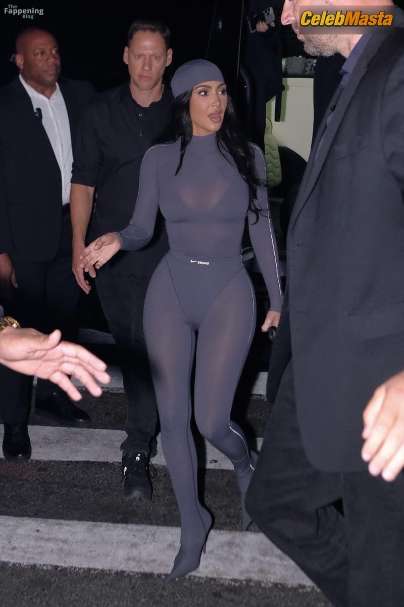 Kim Kardashian Sexy Flashes Her Hot Undies In A Tight Sheer Catsuit At The NikeSKIMS Bodies At Work Launch In NYC Photo Gallery photo 3
