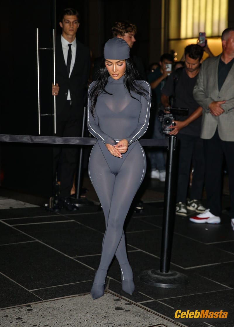 Kim Kardashian Sexy Flashes Her Hot Undies In A Tight Sheer Catsuit At The NikeSKIMS Bodies At Work Launch In NYC Photo Gallery photo 4