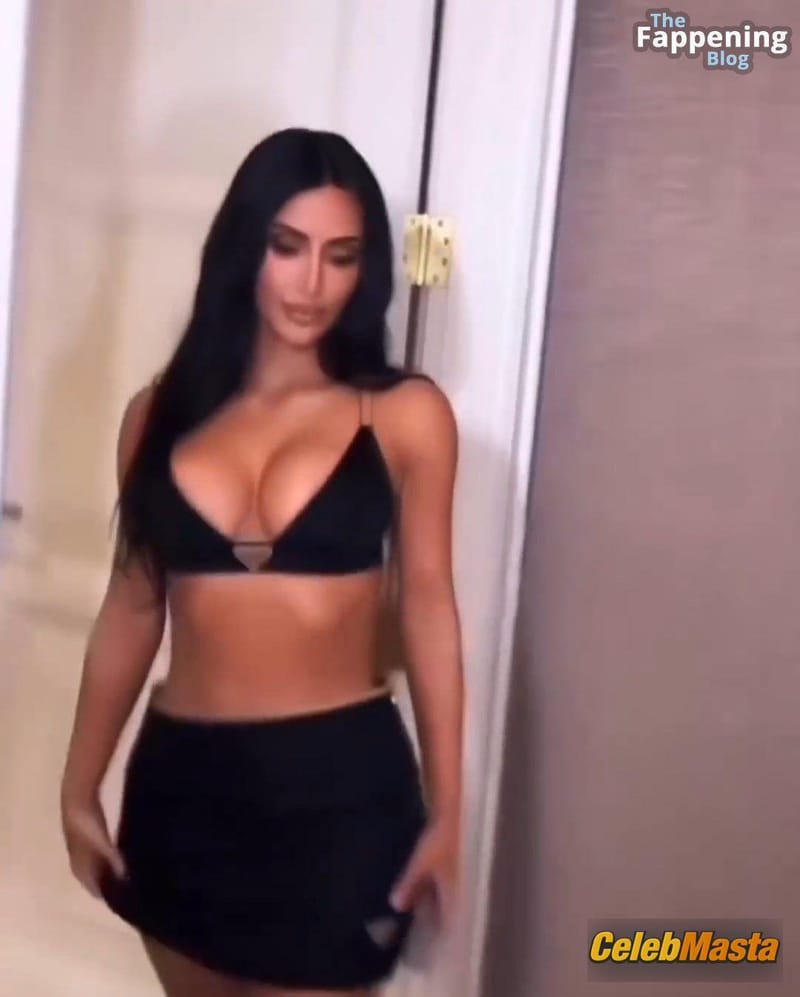 Kim Kardashian Sexy In Black Bra And Short Skirt At City Party Photo Gallery photo 4