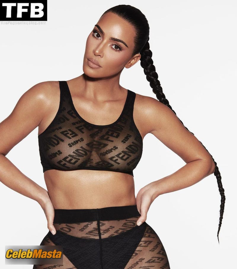Kim Kardashian Sexy Poses Showing Off Her Curves And Boobs In A Photoshoot For FENDI X SKIMS photo 2