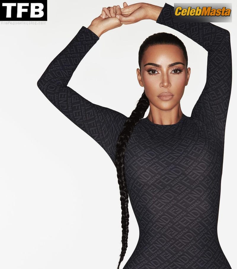 Kim Kardashian Sexy Poses Showing Off Her Curves And Boobs In A Photoshoot For FENDI X SKIMS photo 3