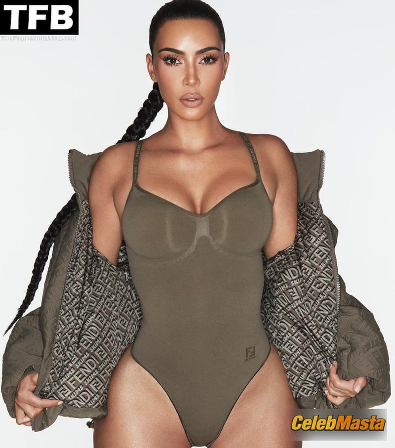 Kim Kardashian Sexy Poses Showing Off Her Curves And Boobs In A Photoshoot For FENDI X SKIMS photo 4