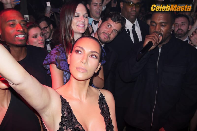 Kim Kardashian Sexy See-through Black Lace Dress at Harper’s Bazar Party in New York Photo Gallery photo 1