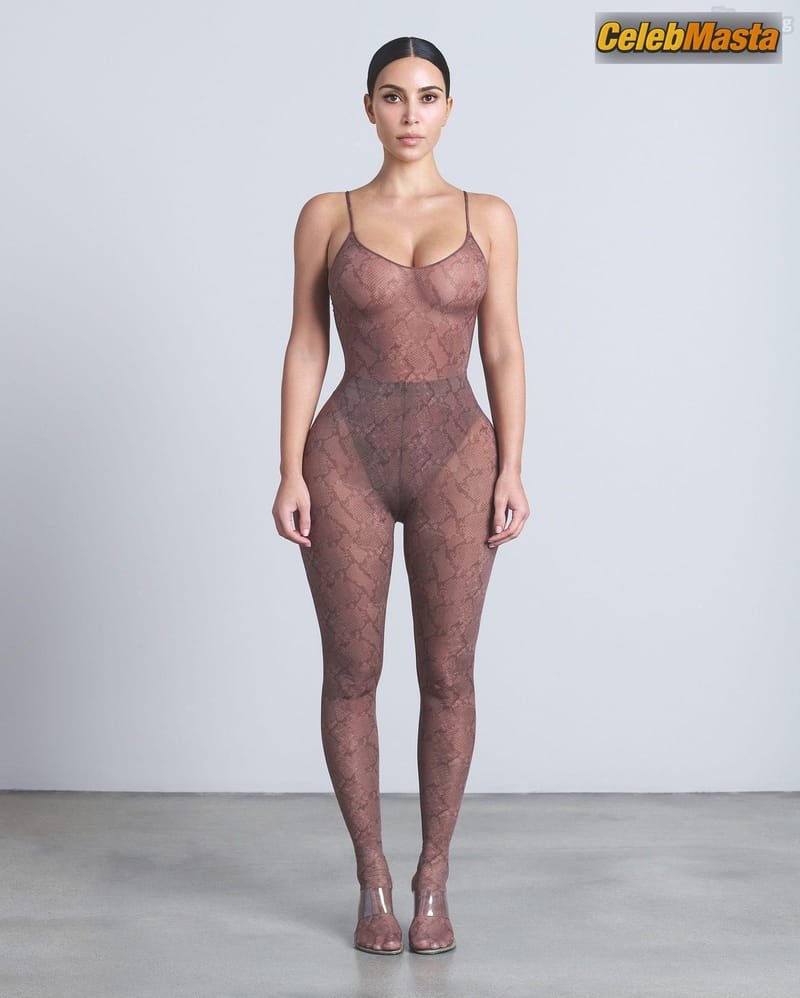 Kim Kardashian Sexy Shows Off Her Hot Boobs For Her Skims Snakeskin Lingerie Photoshoot photo 2