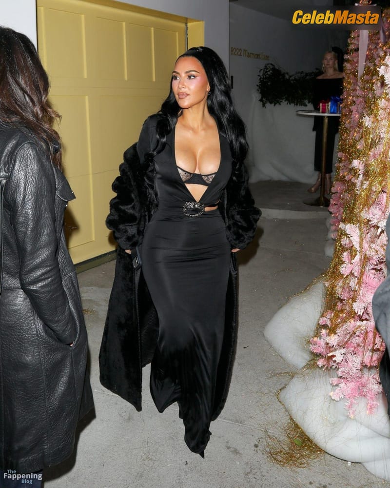 Kim Kardashian Sexy Shows Off Her Big Boobs In A Lace Bra At Cade Hudson’s Christmas Party In LA Photo Gallery photo 2