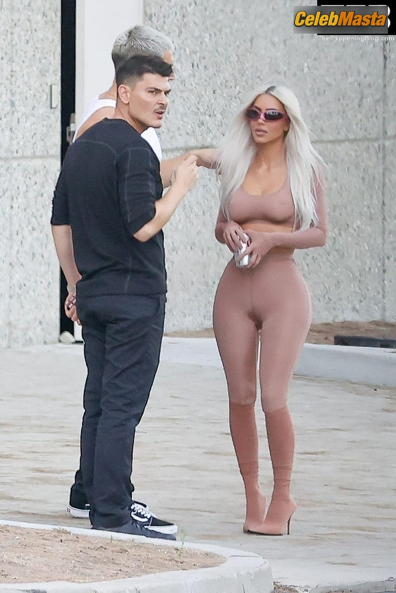 Kim Kardashian Sexy Seen Showcasing Her Hot Tits And Ass Wearing A Sheer SKIMS Cropped Top And Leggings in Calabasas Photo Gallery photo 1