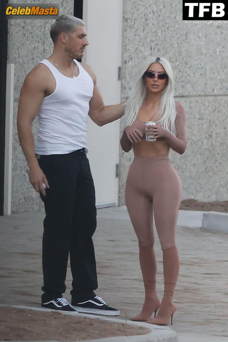 Kim Kardashian Sexy Seen Showcasing Her Hot Tits And Ass Wearing A Sheer SKIMS Cropped Top And Leggings in Calabasas Photo Gallery photo 2