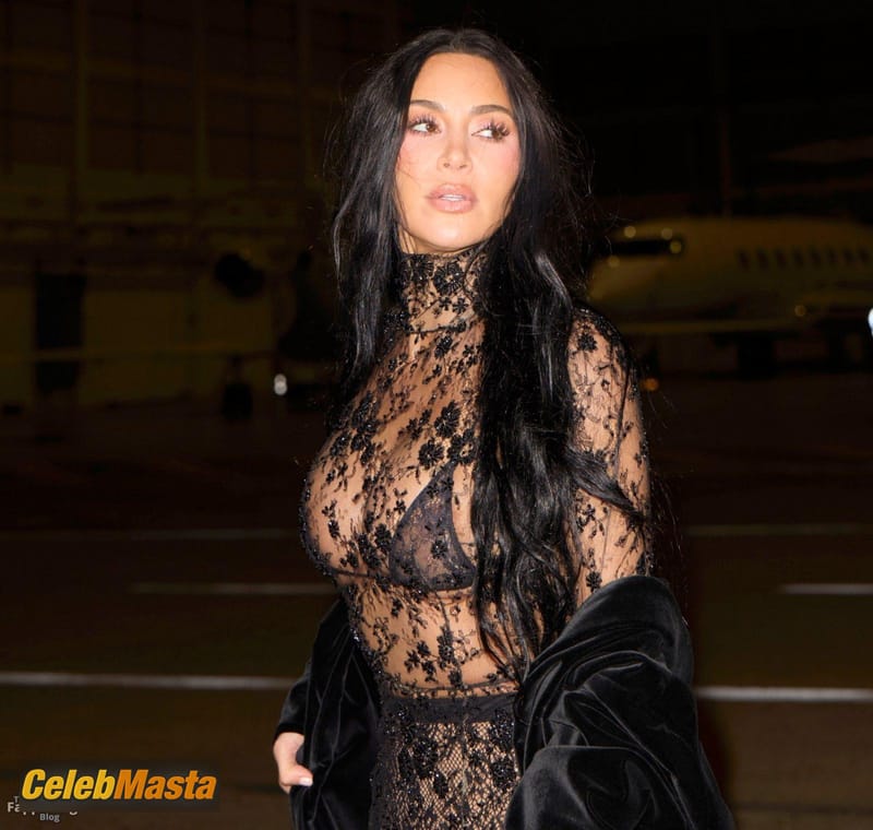 Kim Kardashian Sexy Shows Off Her Hot Boobs Wearing A Sultry Lace Catsuit In Paris Photo Gallery photo 2
