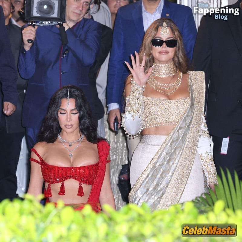 Kim Kardashian Sexy With Khloe Kardashian Showing Off Her Hot Cleavage In A Spicy Red Dress At Anant Ambani’s Wedding In Mumbai Photo Gallery photo 3