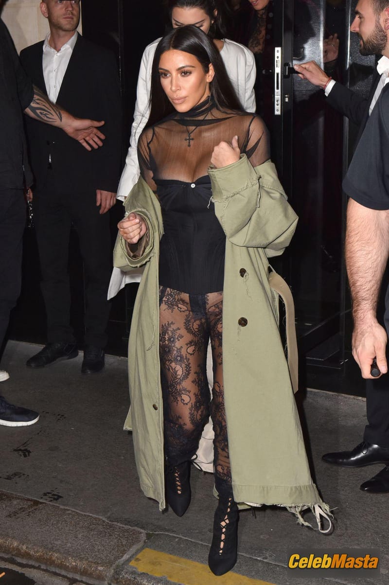 Kim Kardashian Without Panties in a See-through Outfit in Paris Photo Gallery photo 1