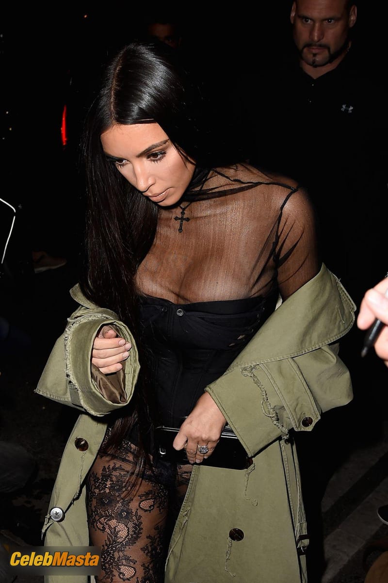 Kim Kardashian Without Panties in a See-through Outfit in Paris Photo Gallery photo 3