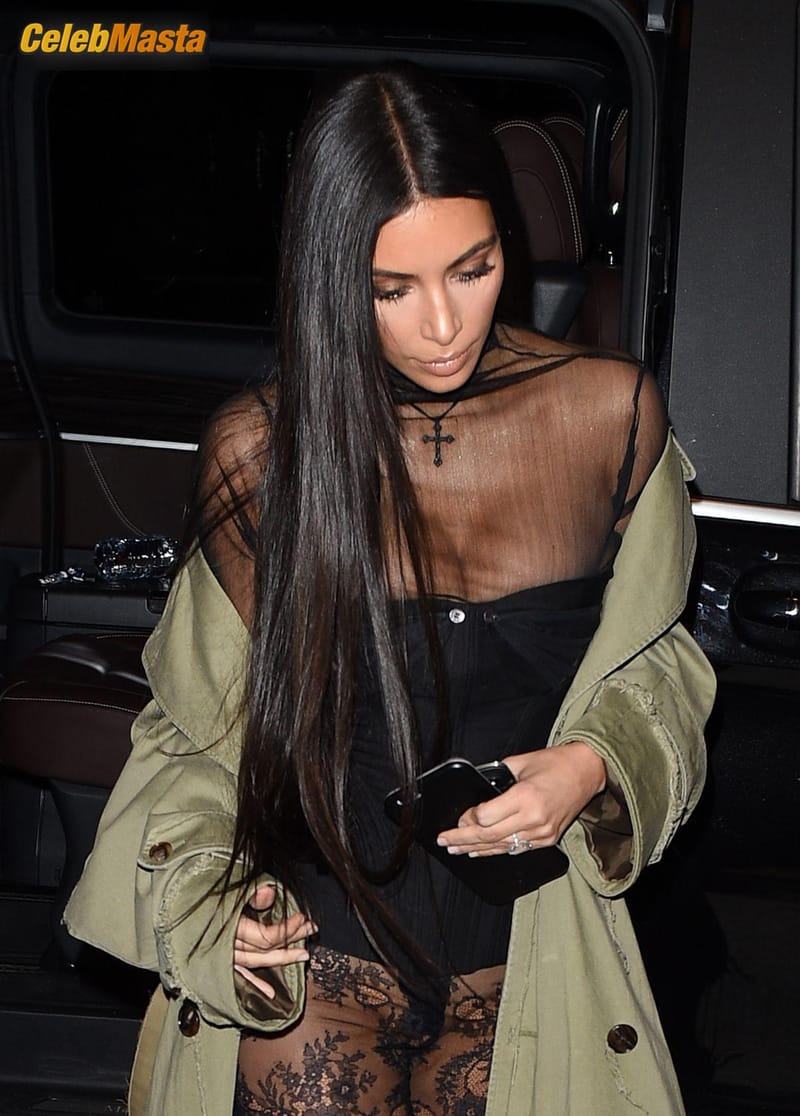 Kim Kardashian Without Panties in a See-through Outfit in Paris Photo Gallery photo 4