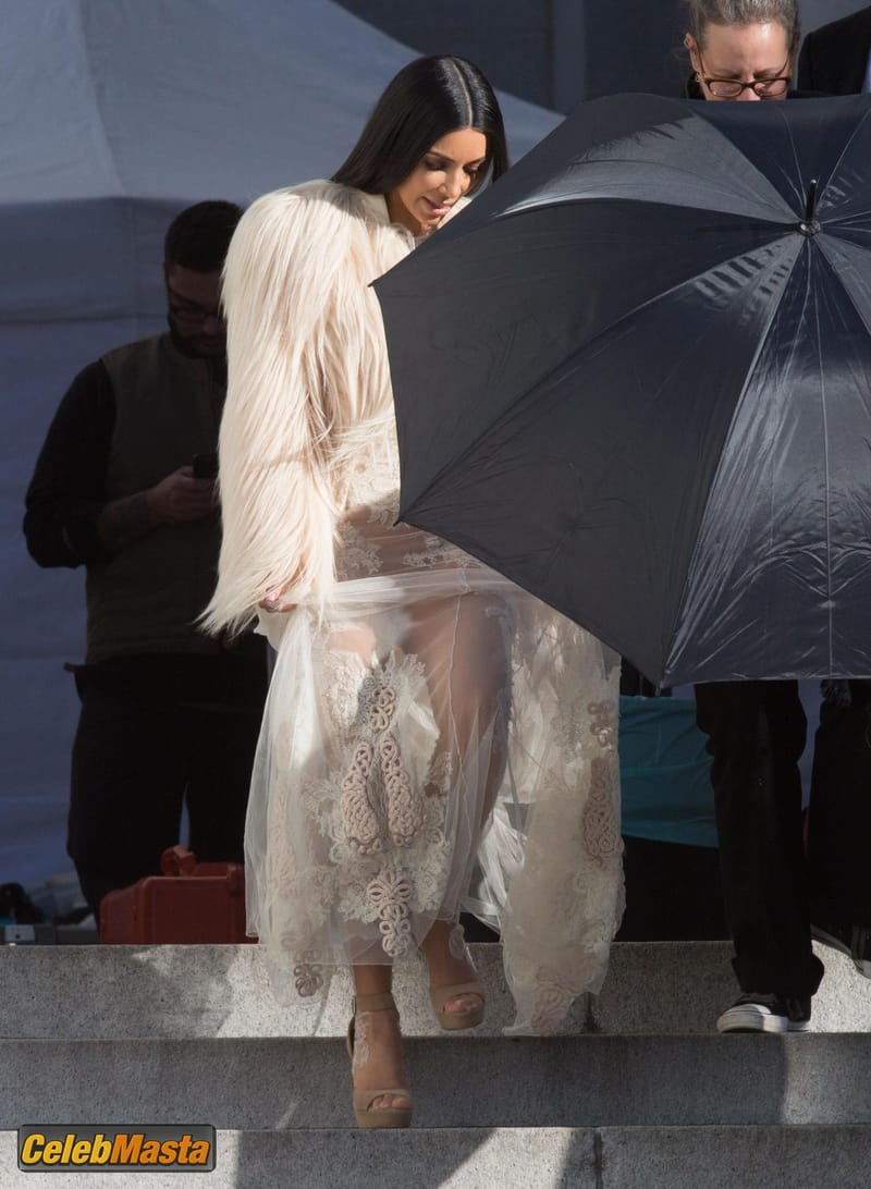 Kim Kardashian White Dress Without Panties On the Set of ‘Ocean’s Eight’ in Los Angeles Photo Gallery photo 3