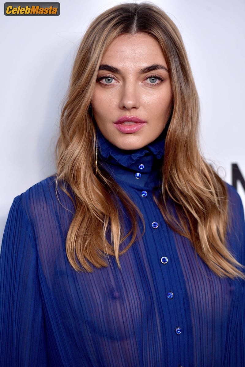Alina Baikova Blue Blouse Without Bra at the AmfAR inspiration Gala in Los Angeles Photo Gallery photo 4