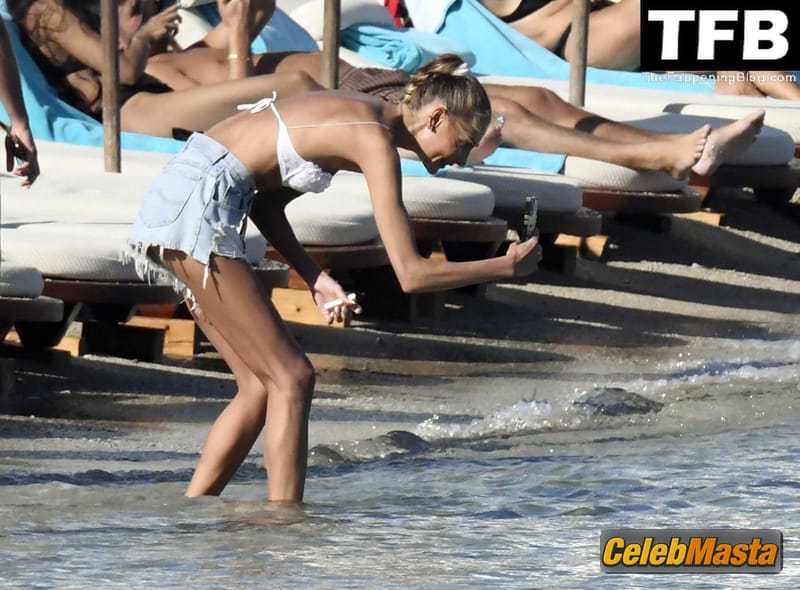 Alina Baikova Sexy Seen Showing Off Her Hot Figure Wearing A White Bikini At The Beach in Greece Photo Gallery photo 3