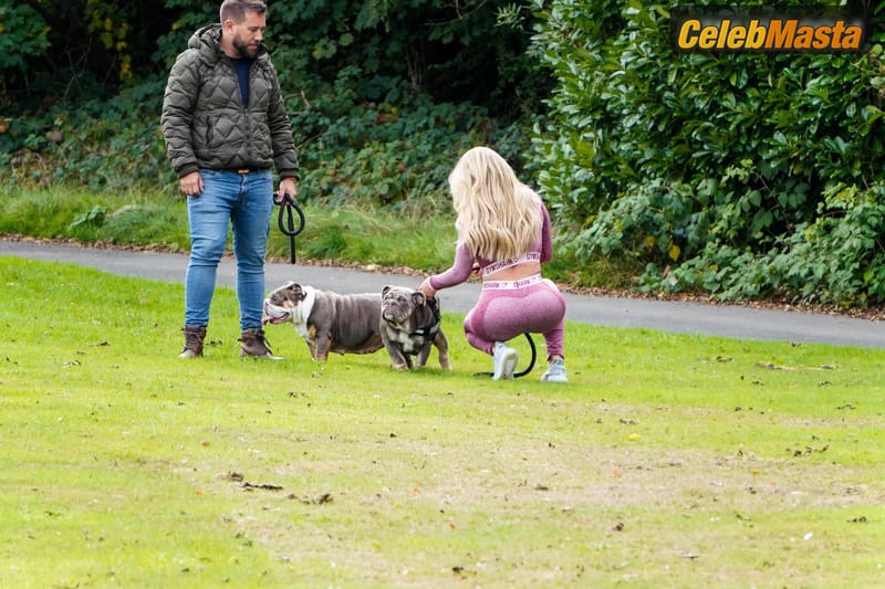 Bianca Gascoigne in Bianca Gascoigne Sexy Curvy Tv Star Was Seen Out Walking Her Dog With Boyfriend Adam Burton