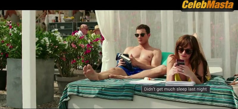 Dakota Johnson Swimsuit and Tits Scene in Fifty Shades Freed