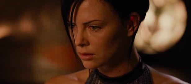 Eon Flux Side Boobs and Nipples Sex Scene Video and Photos of Charlize Theron