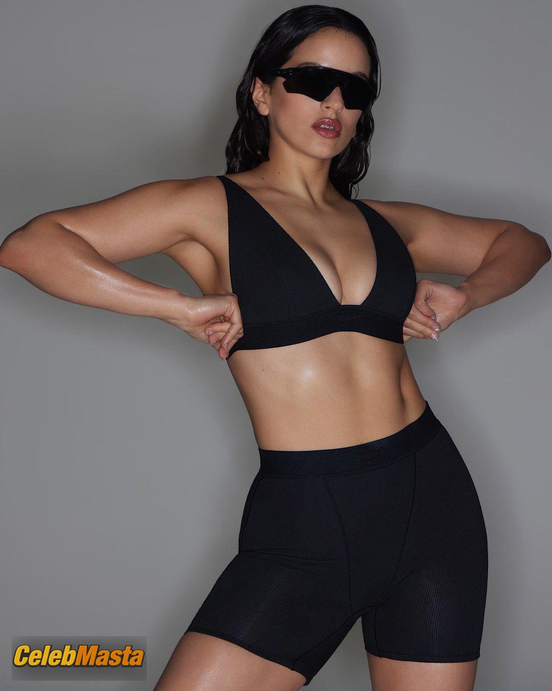 Photo Gallery: Rosalia Hot Photoshoot Wearing A Black Workout Outfit And Sunglasses photo 1
