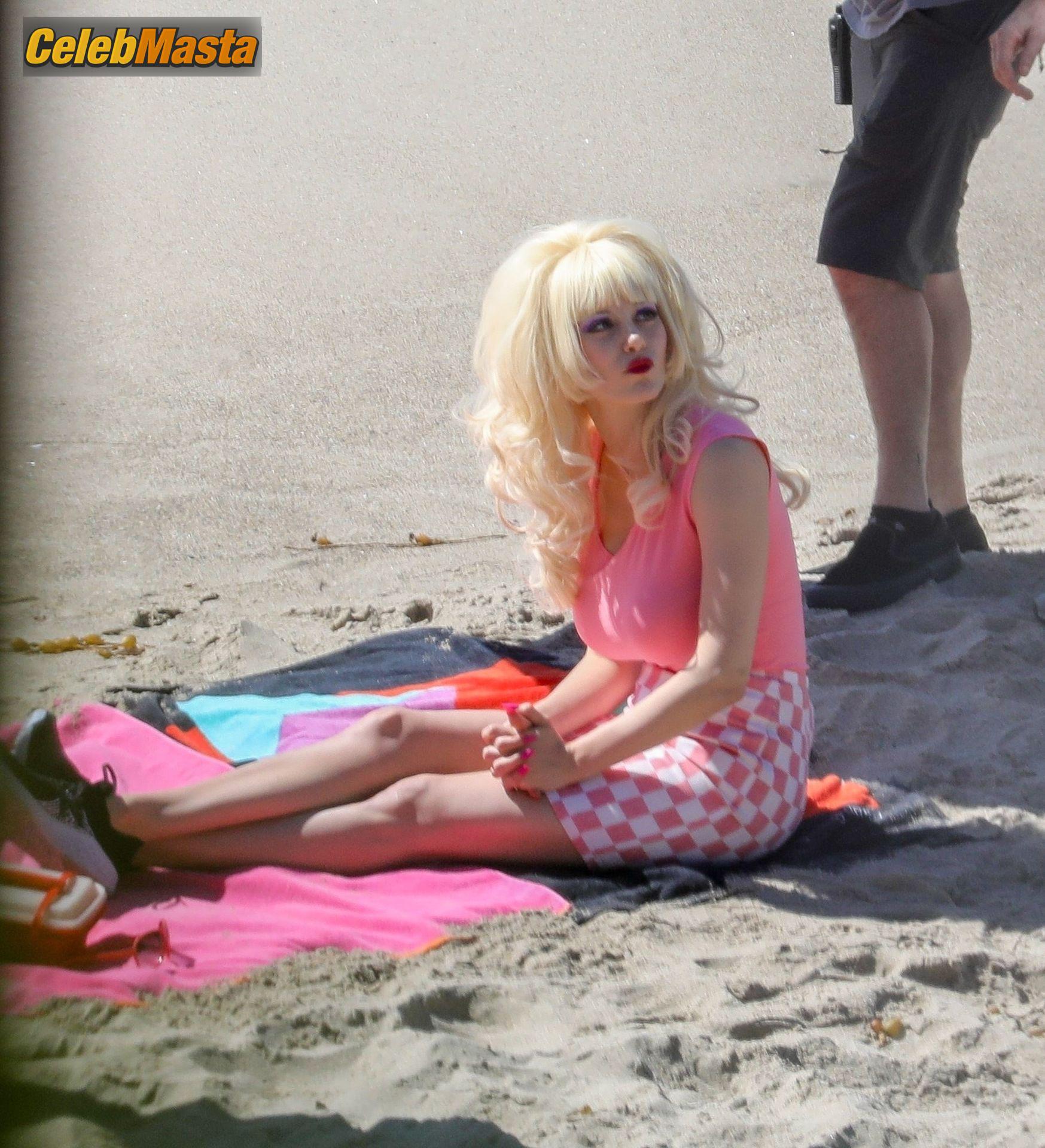 Emmy Rossum Emmy Rossum Gallery: Films Scenes as the Iconic Angelyne on the Beach in Malibu - Photo 14 of 60
