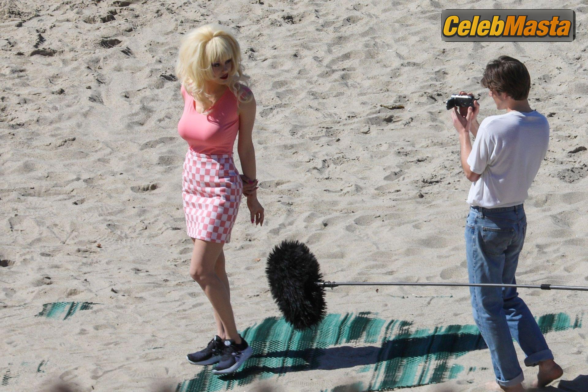 Emmy Rossum Emmy Rossum Gallery: Films Scenes as the Iconic Angelyne on the Beach in Malibu - Photo 43 of 60