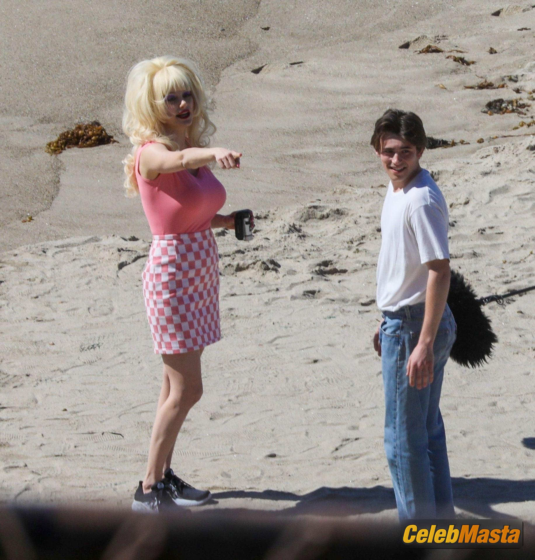 Emmy Rossum Emmy Rossum Gallery: Films Scenes as the Iconic Angelyne on the Beach in Malibu - Photo 46 of 60